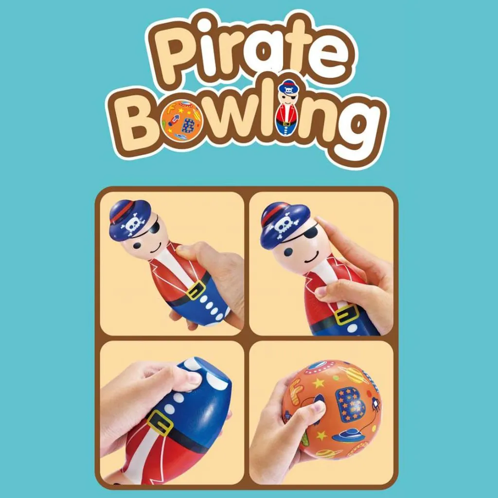 Mini bowling pirate interactif en bois et ABS - Jeu d'arcade nomade