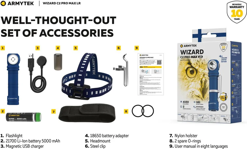 Éclairage Puissant Wizard C2 Pro Max LR Armytek pour Vision Nocturne - 18