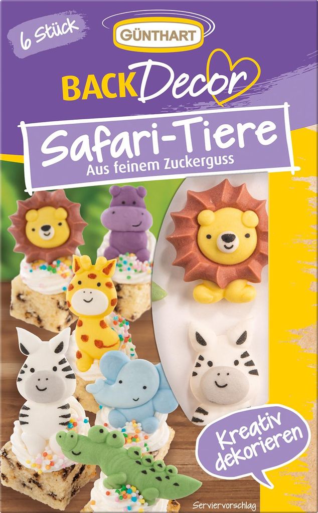 BackDecor 6 Stück essbare Safari Zuckerdekore als Elefant, Produktbild 