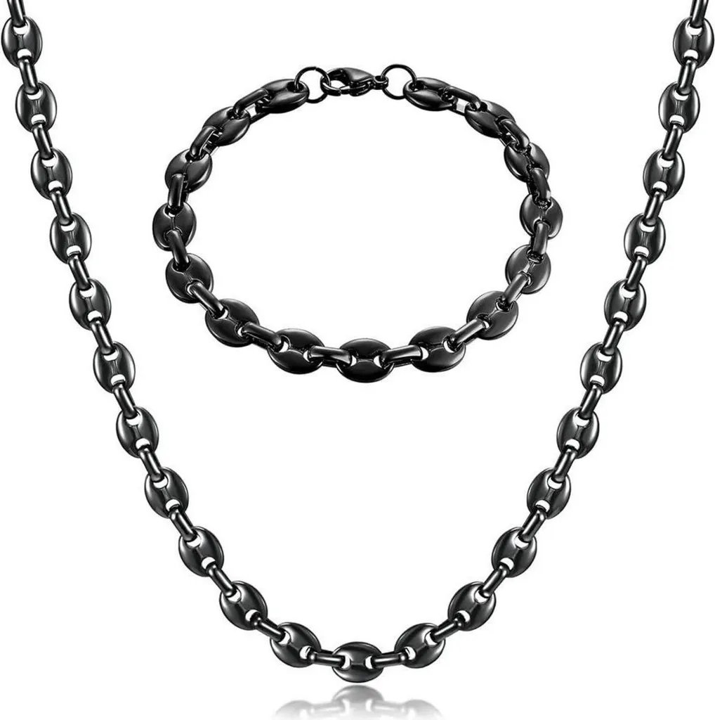 Set Bijoux Homme Grain de Café Inoxydable : Ne Noircit Pas sur la Peau