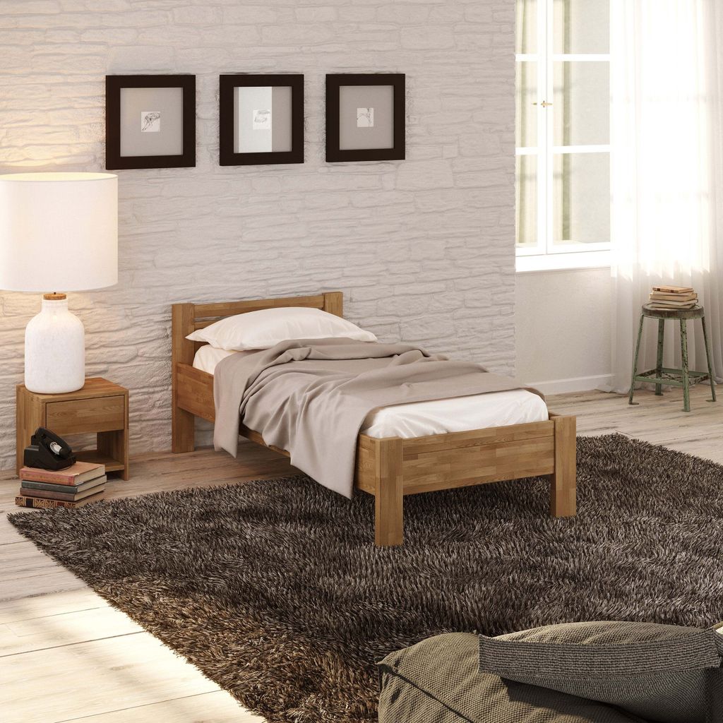 Krok Wood Seniorenbett SiSi aus Massivholz Eiche, 120 x 200 cm + Nachttisch
