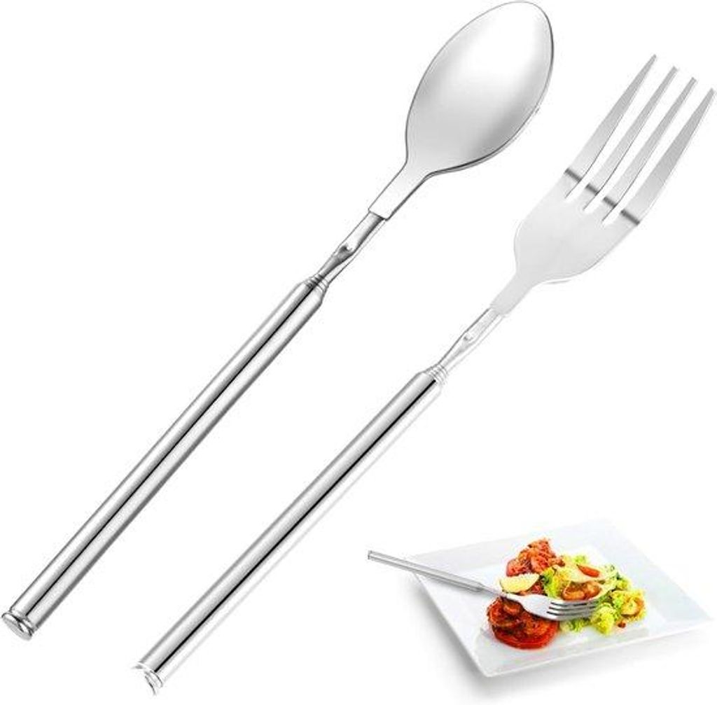 Set aus 2 Stücken - Tellerkelle - Besteckkelle - Ausfachbar - Ausfachbare Kelle - Geeignet für Picknicks, Dinners, Obst und Desserts - 22 cm 64,5...