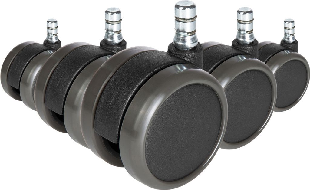 hjh OFFICE Stuhlrollen 5x ROLO No-Noise 11mm/65mm Ersatz Rollen Bürostuhl für Parkett, Laminat, Fliesen oder Steinboden