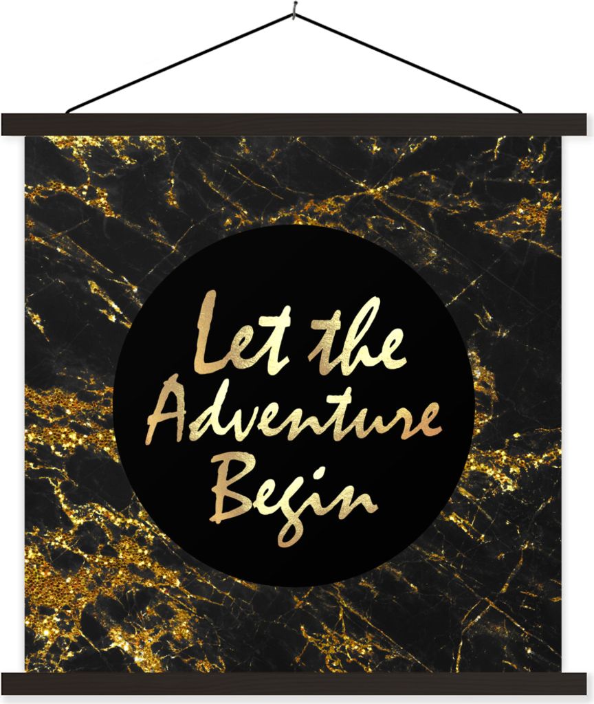 MuchoWow Textilposter Zitat - Außen - Gold - Marmor 90x90 cm mit schwarzem Rahmen - Magnetisches