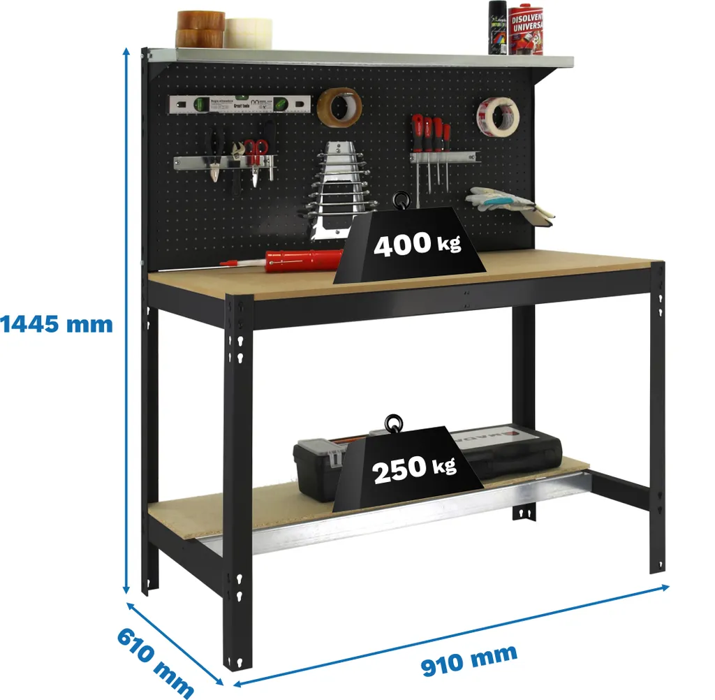 Établi de bricolage avec panneau mural Simonrack BT3 91x61 cm