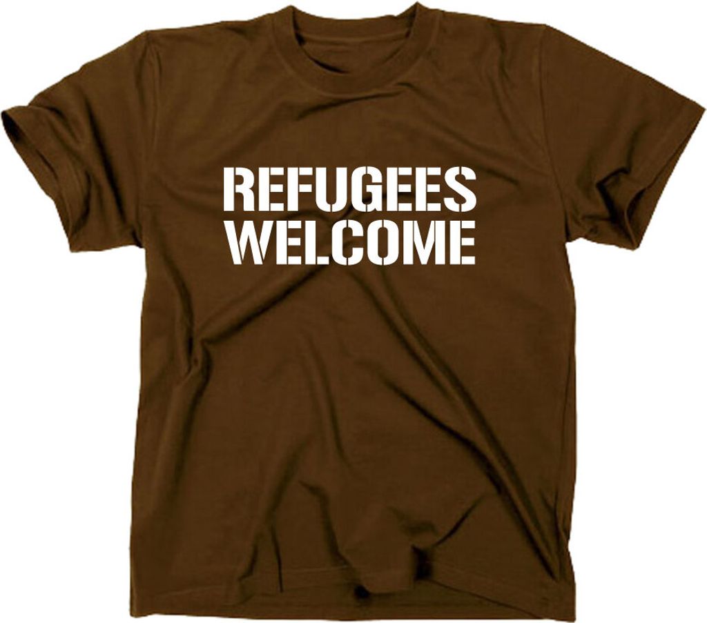 Styletex23 T-Shirt #2 Refugees Welcome Asyl, braun, M