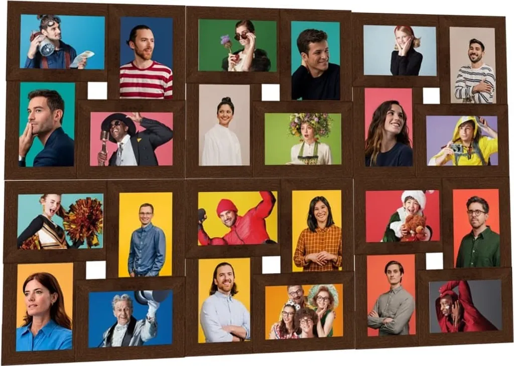 Cornice Multipla 24 Foto 13x18 | MDF Marrone Scuro | Offerta Online