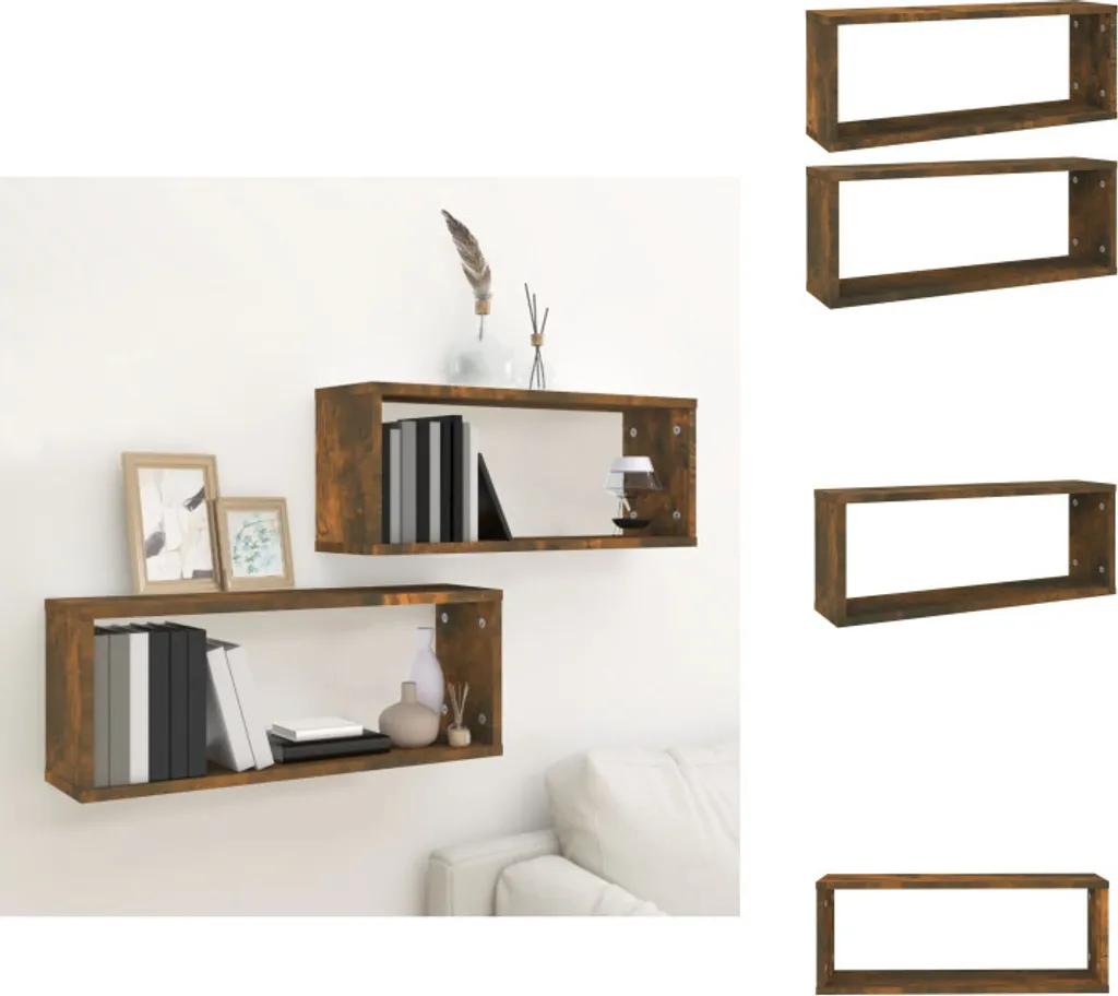 Set 2 Mensole Parete Cubo Rovere Fumé 60cm - Design Moderno vidaXL