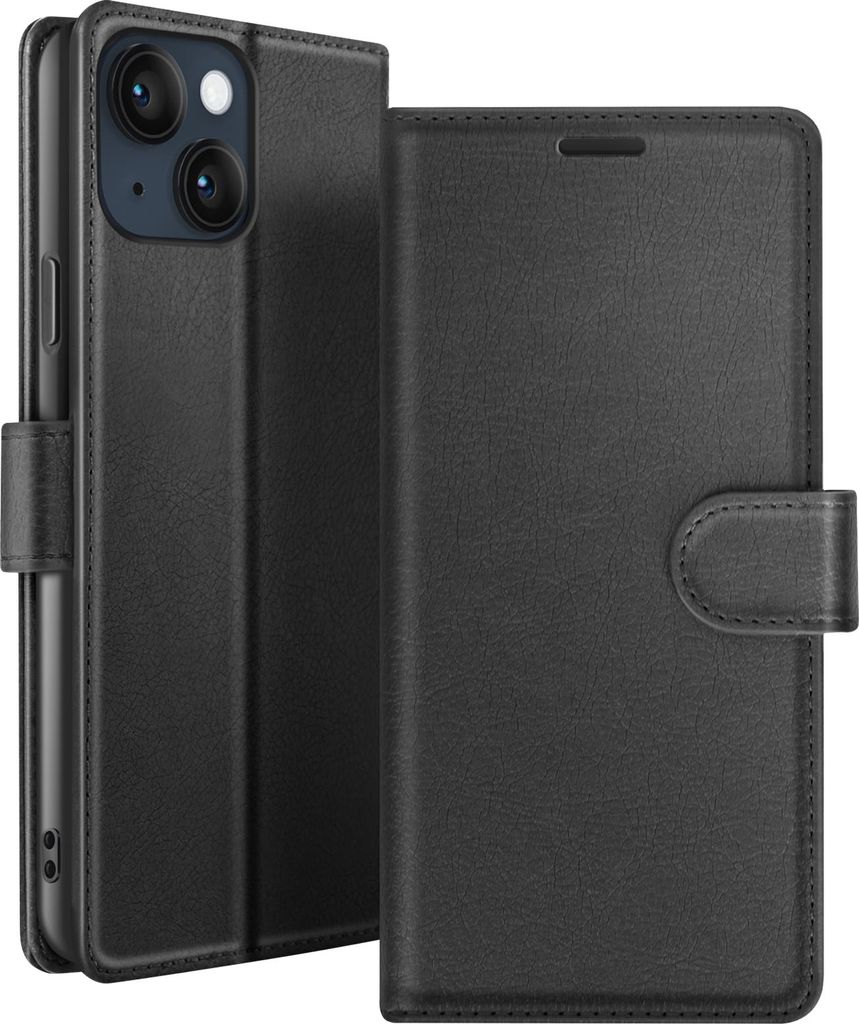 Zanaé, Klappetui iPhone 14 Plus mit Magnetverschluss und Kartenhalter, Schwarz