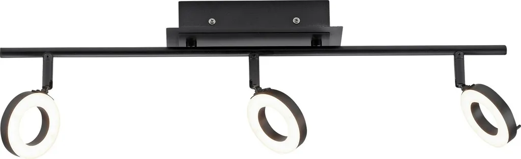 Spot LED anthracite blanc acrylique acier à 3 lumières longueur 67 cm
