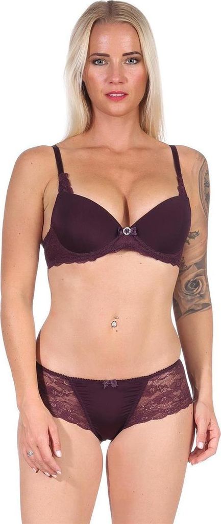 Push-up-BH mit Panty Set, Weinrot 75 Cup C