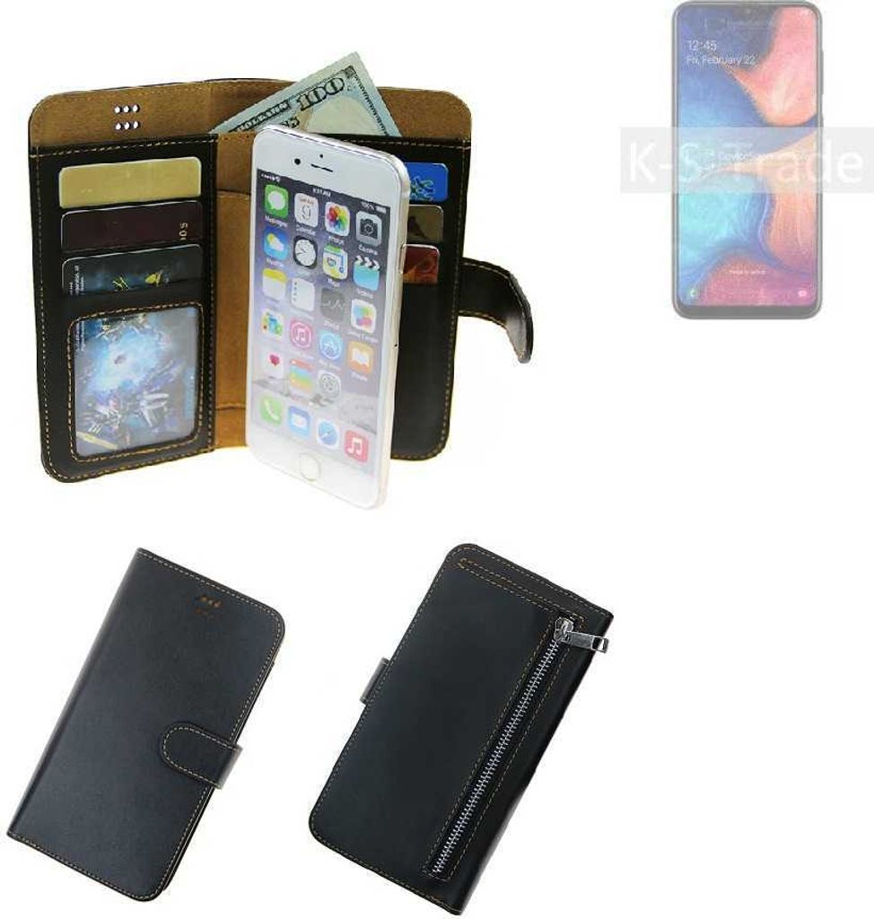 K-S-Trade Schutz Hülle kompatibel mit Samsung Galaxy A20 Klapphülle Case Phone cover Slim Handytasche Handy Hülle schwarz aus Kunstleder (1 Stk)