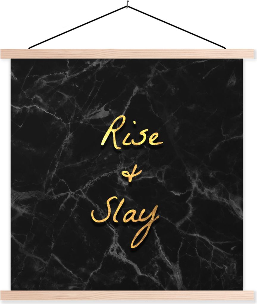 MuchoWow Textilposter Zitate - Sprichwörter - Gold - Marmor 40x40 cm mit holzfarbenen Rahmen - Posterleiste