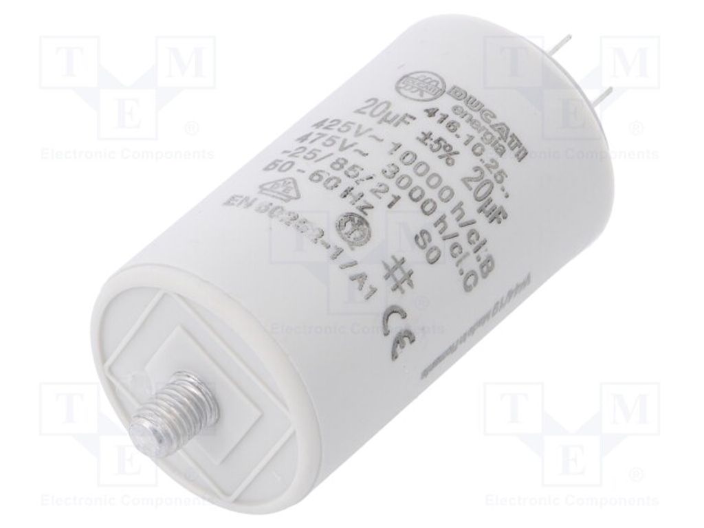 1x Kondensator: für Motoren, Betrieb 475VAC 10uF Ø36x70mm 5% 416171364 Kondensat