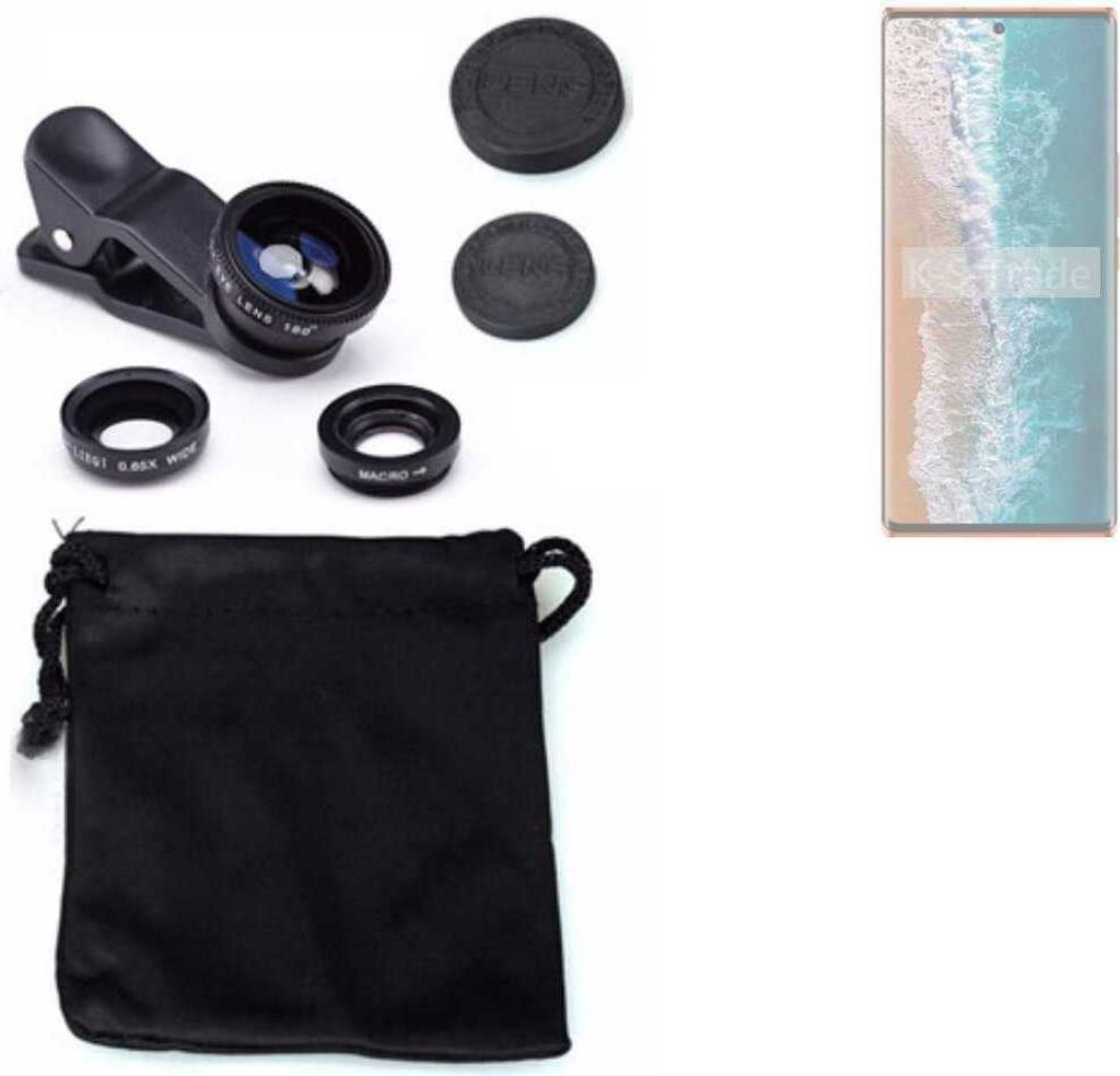 K-S-Trade Smartphone Kamera Linsen Set Kompatibel mit Tecno Phantom X2 Pro 3in1 Clip-On Kamera Adapter Macro Weitwinkel FishEye Fischauge Objektiv