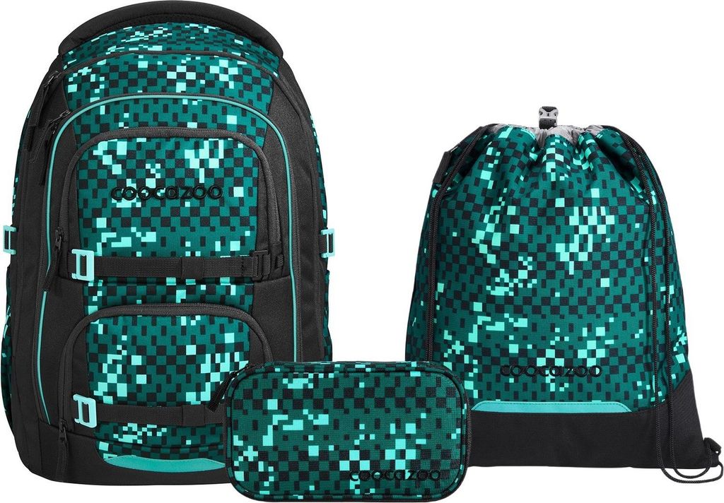 Coocazoo Porter Pixel Blox Schulrucksack Set 3tlg.