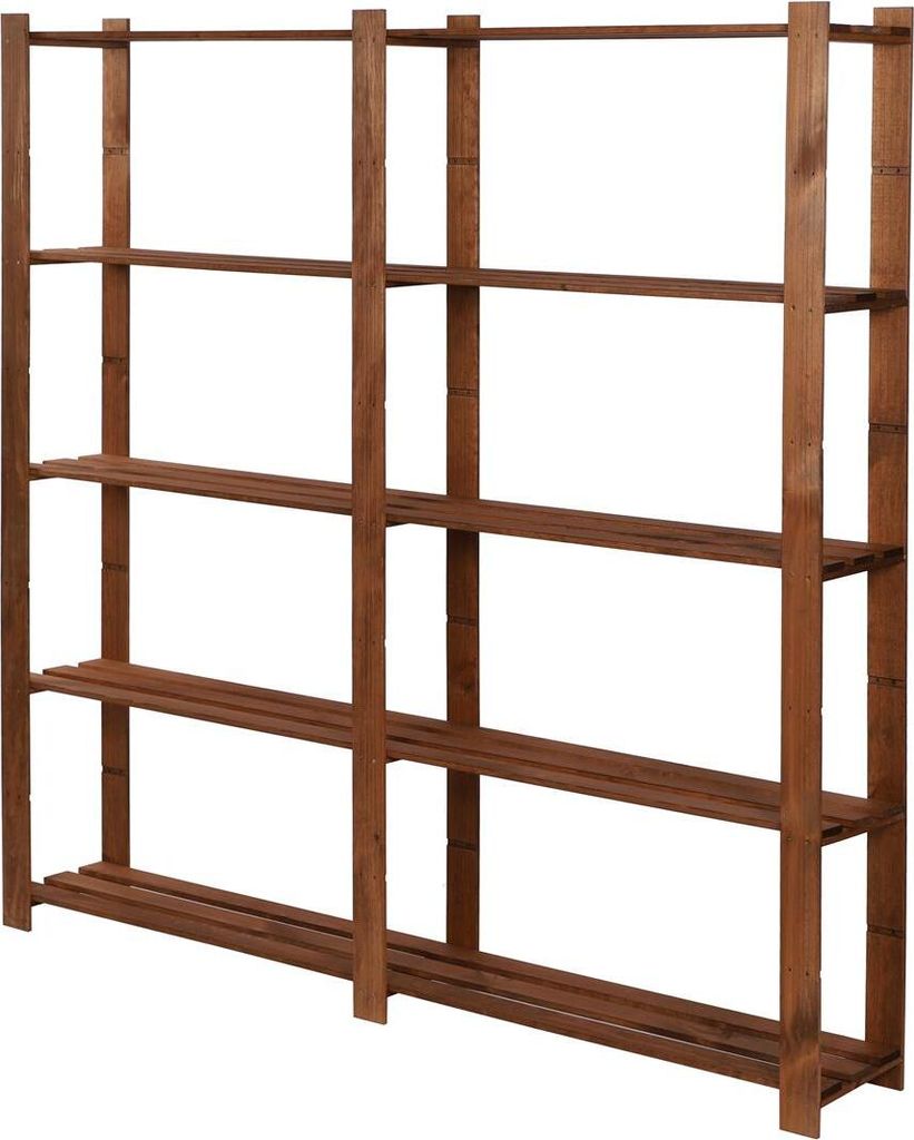 Holzregal PINEPEAK | HxBxT 170x170x28cm | 5 Fachboden | 1,2cm dickes Kiefernholz | Braun
