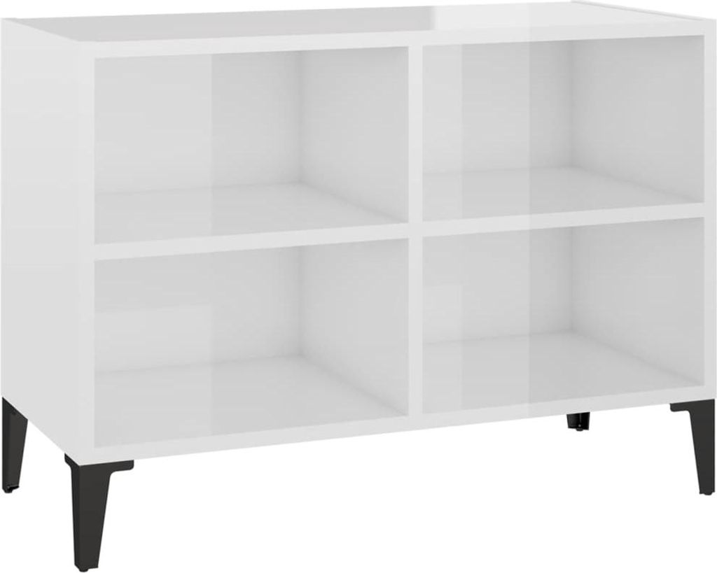vidaXL TV-Schrank mit Metallbeinen Hochglanz-Weiß 69,5x30x50cm