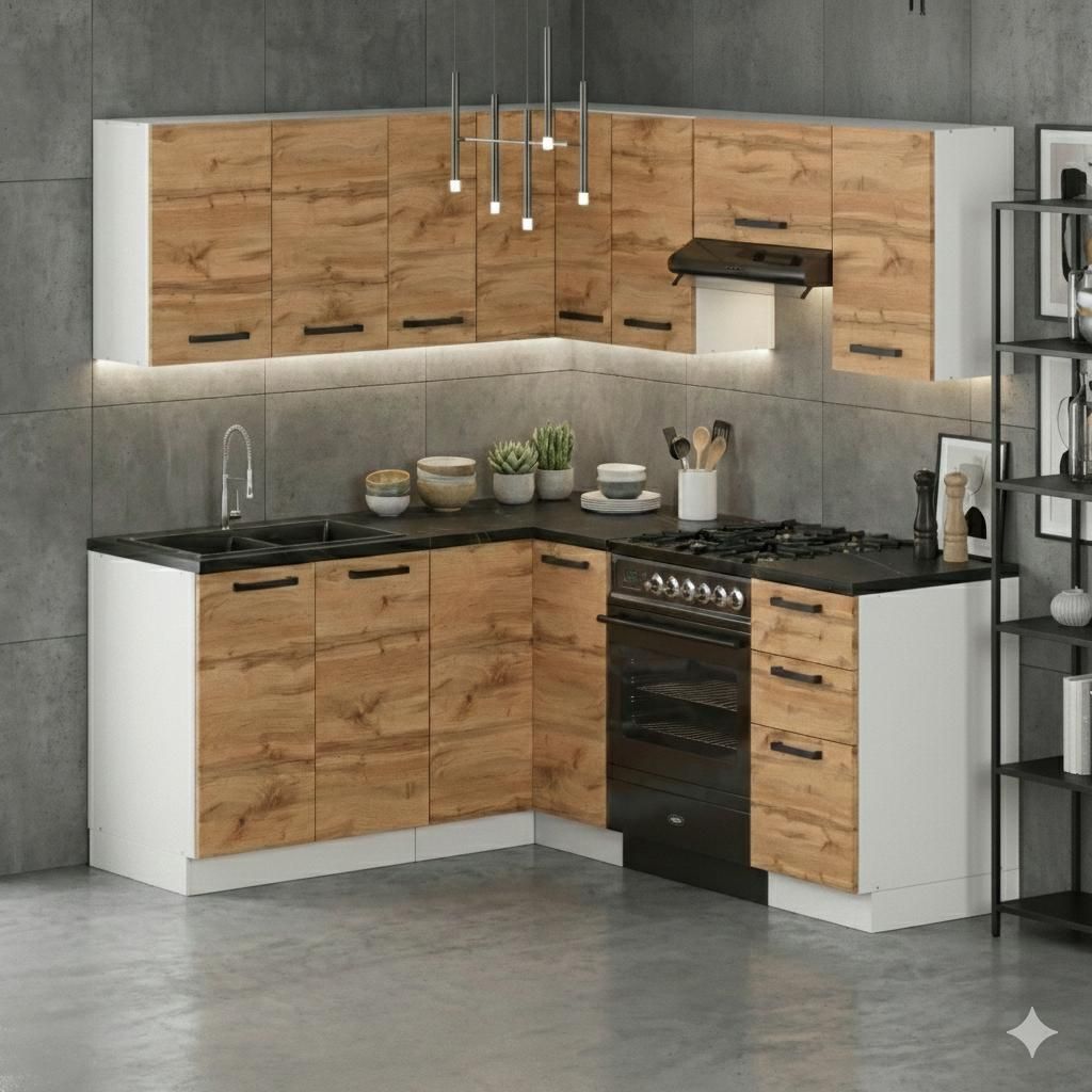 ULWEHOME Meble kuchenne Zestaw mebli kuchennych narożnych Zdjęcie produktu 