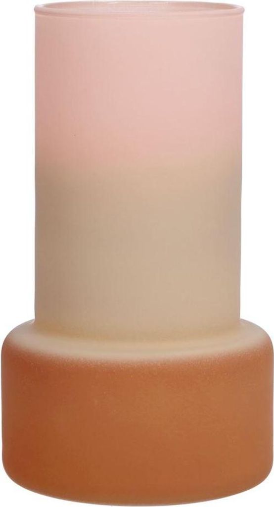 INNA-Glas Glasvase NULAILA, rosa-beige-braun-matt, 17 cm, Ø 10 cm - Bunte Vase/Windlichtglas
