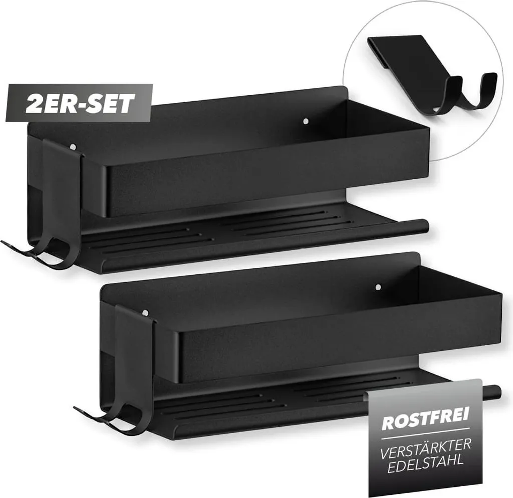 Organizer Doccia BENKSTEIN Set da 2: Montaggio Rapido senza Trapano
