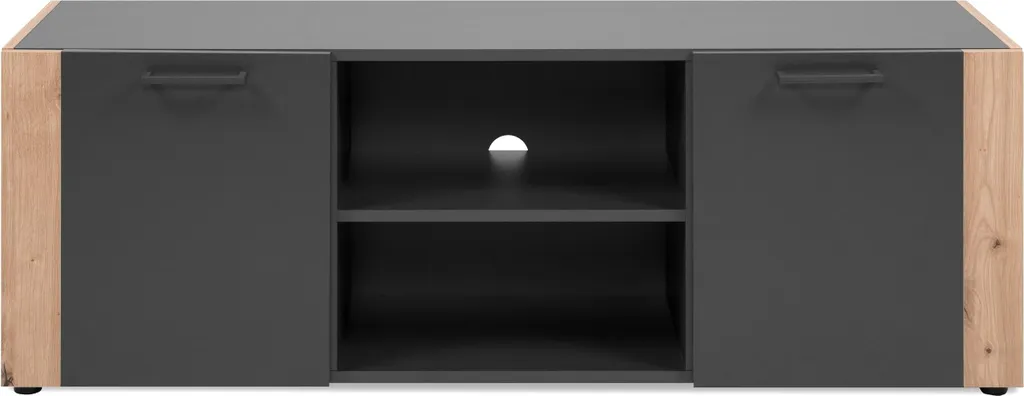 Lowboard Cento Anthracite Effet Chêne Artisan - Meuble Robuste 138cm