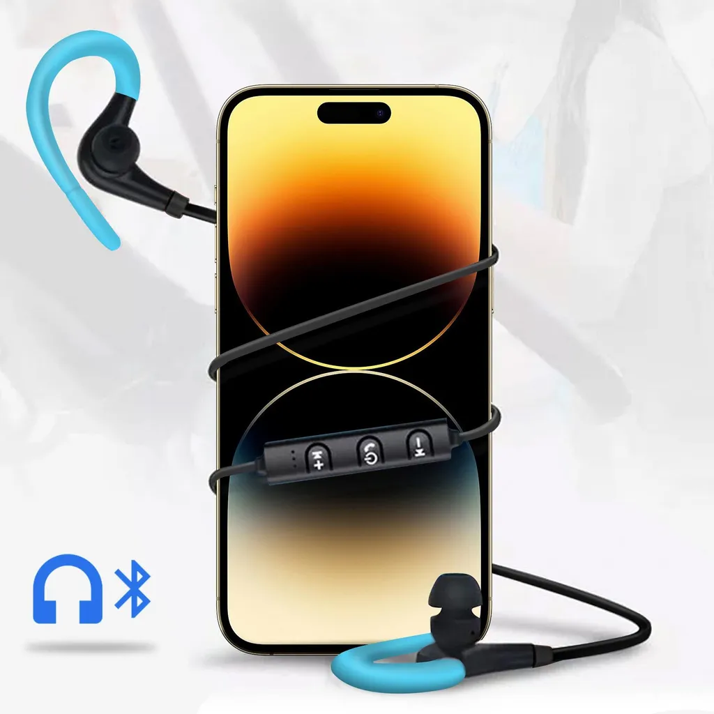Auricolari Blu Bluetooth per Sport e Ufficio - Microfono Integrato - 6