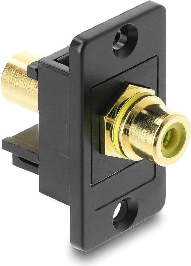 Delock Panel Mount Cinch Buchse zu Cinch Buchse vergoldet gelb / schwarz