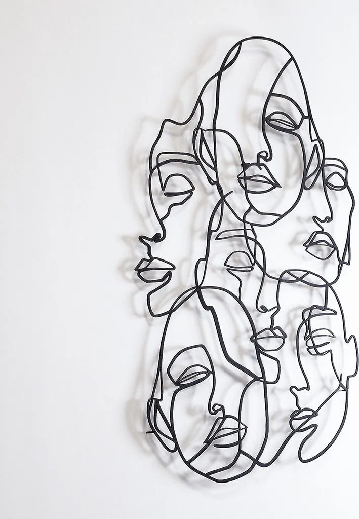 Décoration Murale Salon Moderne Visage Métal Noir Wallity APT743 M 79cm
