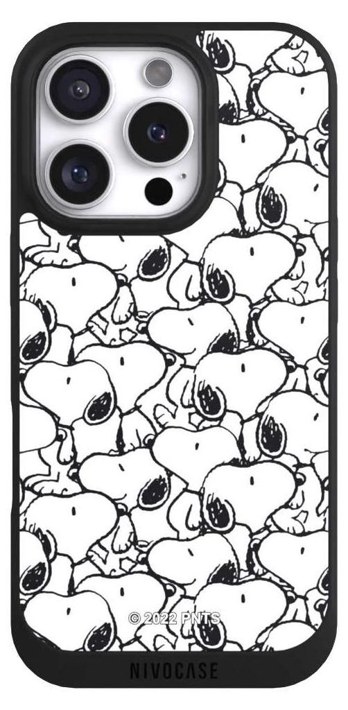 NIVOCASE Handyhülle für Apple iPhone 16 Pro Hülle NIVOpure Case Schwarz Muster Peanuts Snoopy
