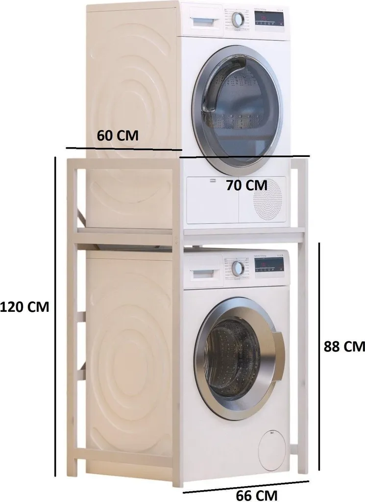 Support Machine à Laver Skye Decor C7 en Métal Blanc 70x60x116 cm Durable