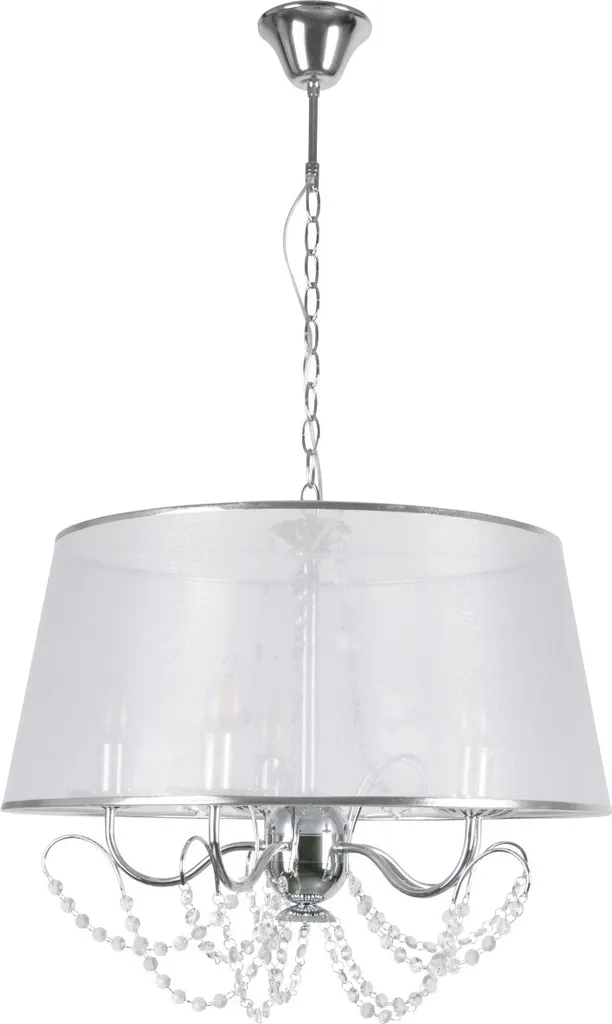 Suspension ABBAZIA Polux chromée et blanche 5xE14 - Lustre 105x56cm
