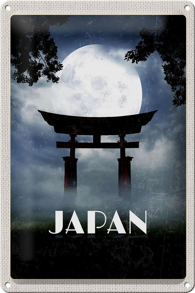 Blechschild Reise 20x30cm Japan Shinto Miyajima Kuktur Religion