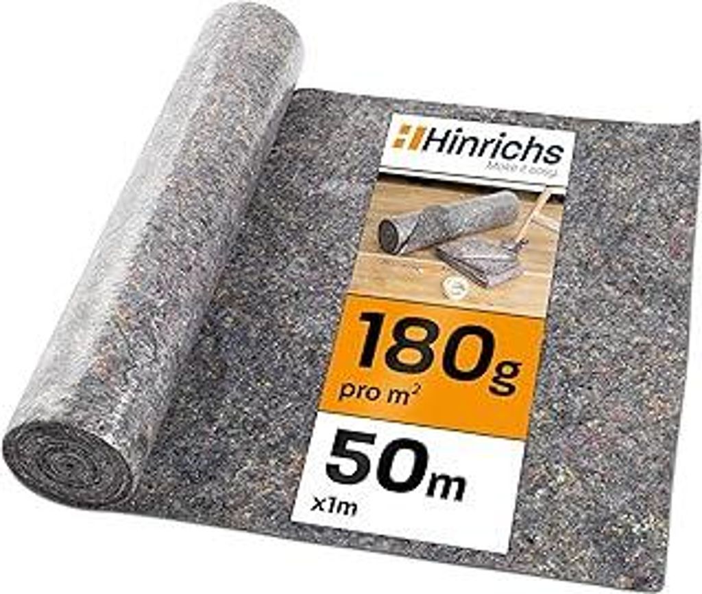 Hinrichs Malervlies 50m x 1m Rolle 180g/m² - Maler-Abdeckvlies mit Anti-Rutsch Beschichtung - Abdeckfliesse für Boden - Allzweckvlies als Schutz ...