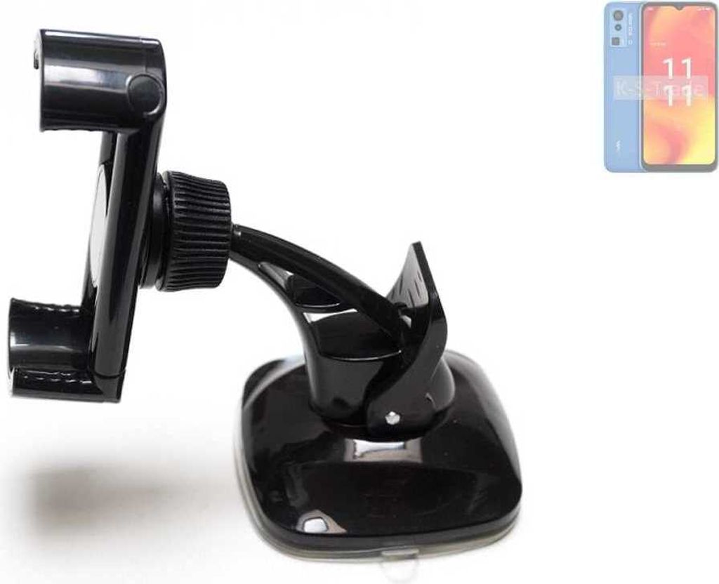 K-S-Trade kompakte Handy-Halterung Windschutzscheibe kompatibel mit Lava Blaze Pro Armaturenbrett schwarz Autohalterung KFZ Halter Scheiben-Halterung