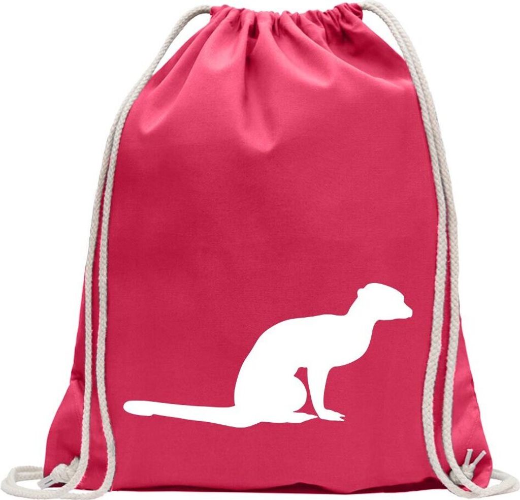 Kiwistar - Turnbeutel - pink - Erdmännchen - Surikate - Fun Rucksack Sport Beutel Gymsack Baumwolle mit Ziehgurt