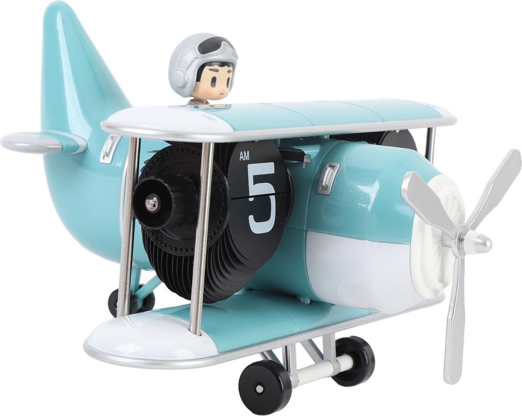 Flugzeug Flip Uhr 12 Stunden Retro batteriebetriebene Auto Flip Schreibtisch Uhr für Wohnzimmer Schlafzimmer Studie Büro Himmel blau