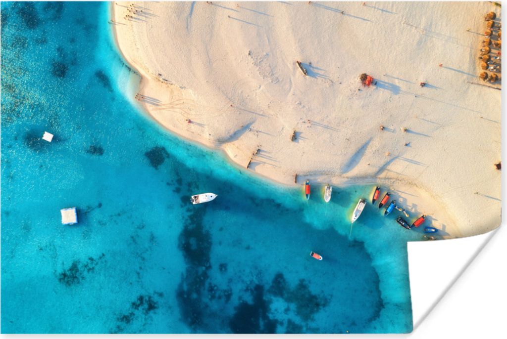 MuchoWow Poster Strand - Boot - Meer 120x80 cm - Bilder