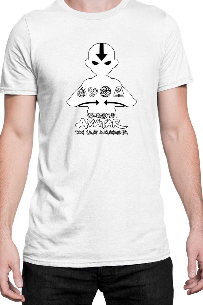 Herren T-Shirt Japan Manga Anime Comics Animation Avatar Aang, Man 5XL / Weiß