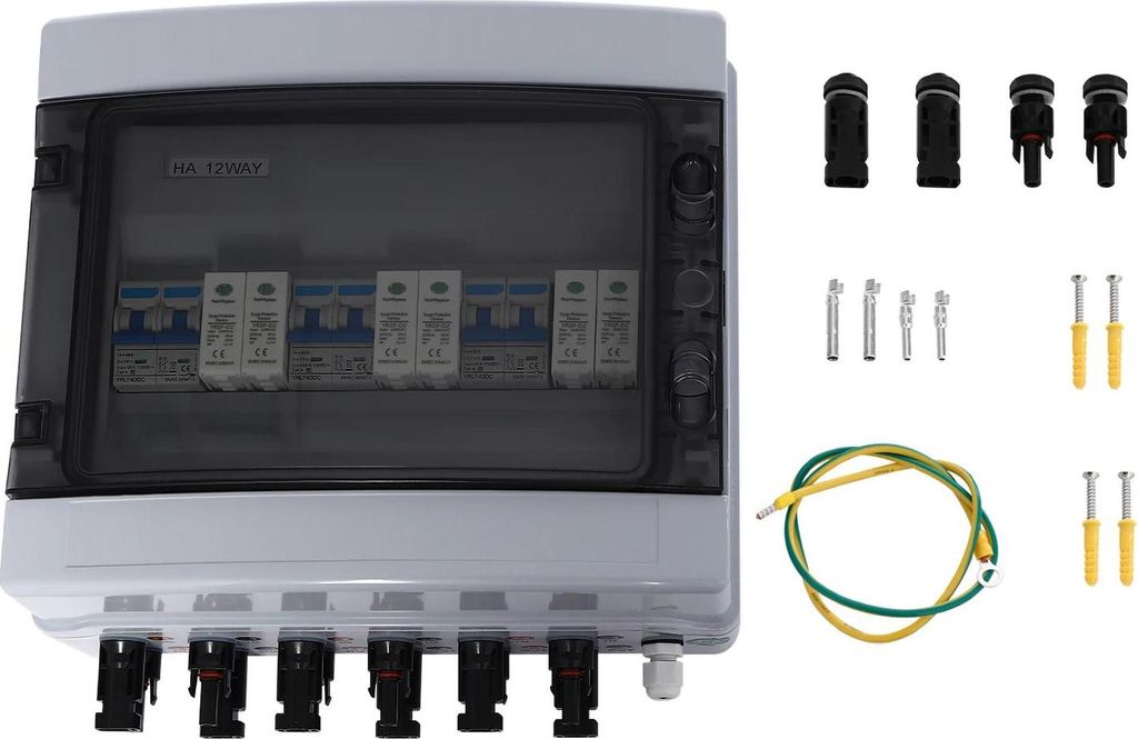 Solar PV String Combiner Box - Photovoltaik DC Anschlusskasten mit Lasttrennschalter - 3 Strings - 40A 1000V - Überspannungsschutz 20-40kA T2 - IP...