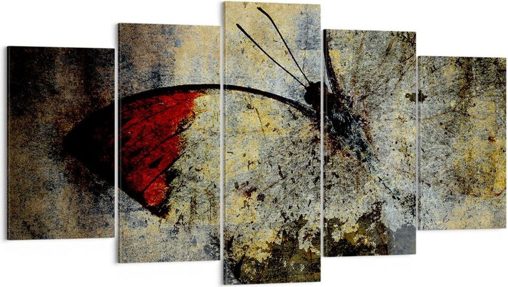 Bild auf Leinwand - Leinwandbild - Schmetterling Abstraktion - 160x85cm - Wand Bild - Wanddeko - Leinwanddruck - Bilder - Kunstdruck - Wanddekorati...