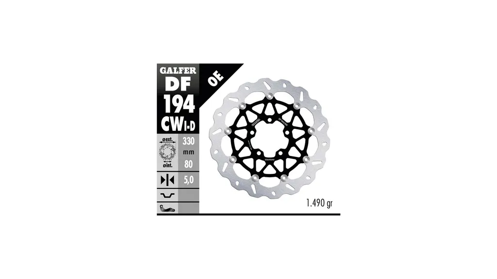 Disque Galfer DF194 Type CW flottant droit haute résistance thermique