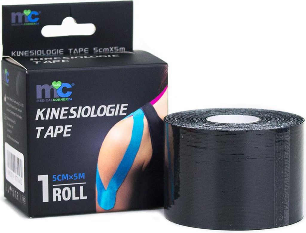 Medicalcorner24 Power Kinesiologie Tape schwarz 5 cm x 5 m