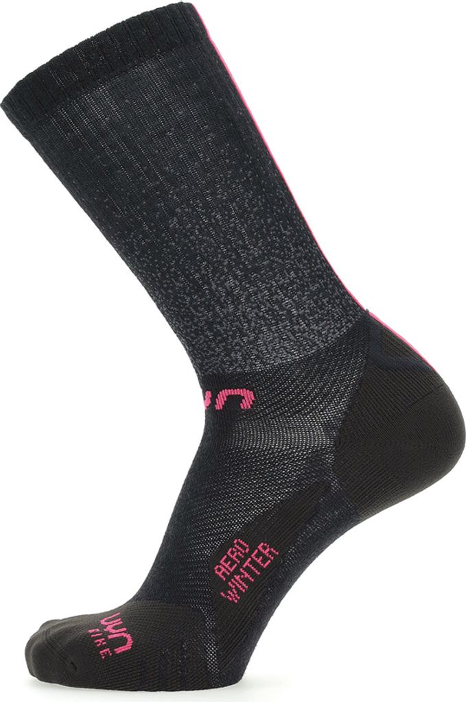 UYN Klassische Fahrradsocken - AERO WINTER LADY - Schwarz/Rosa 37-38