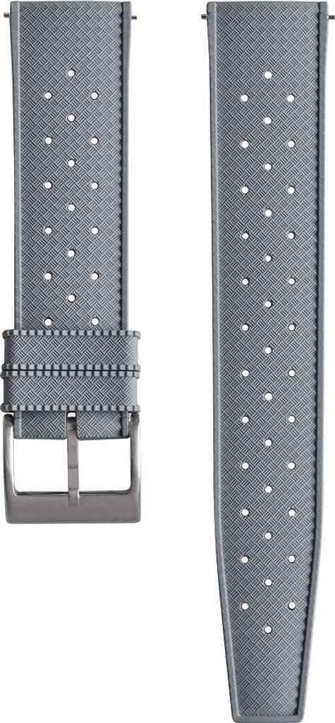 CHROONOO Tropical Style Kautschuk-Uhrenarmband - Grau, 22 mm, Silber gebürstet