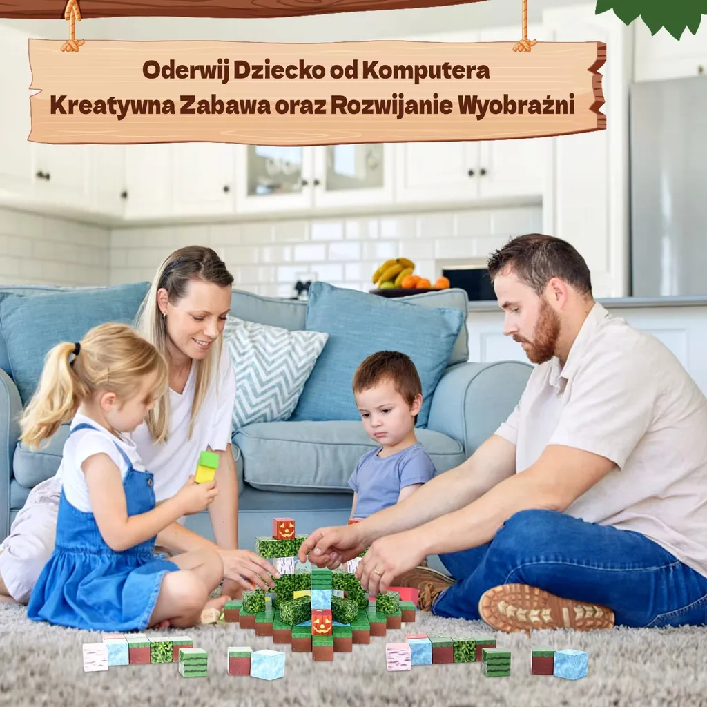 Jeu de construction magnétique 192 cubes pour enfants - Pack Décor