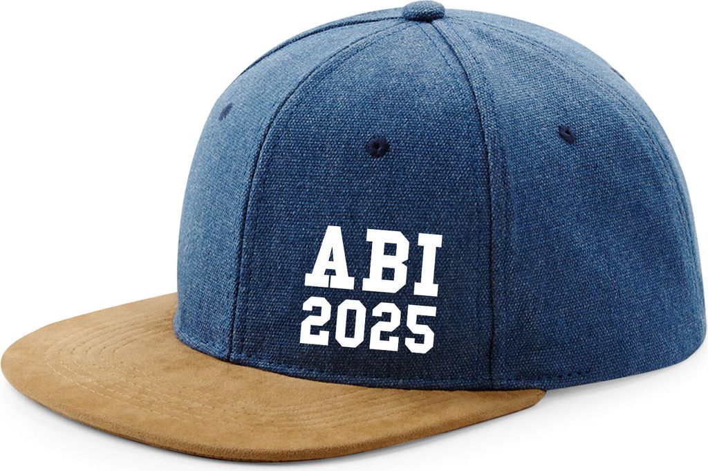Huuraa Cappy Mütze ABI 2025 Abitur Denim Baumwolle und Polyester Snapback Kappe Geschenkidee