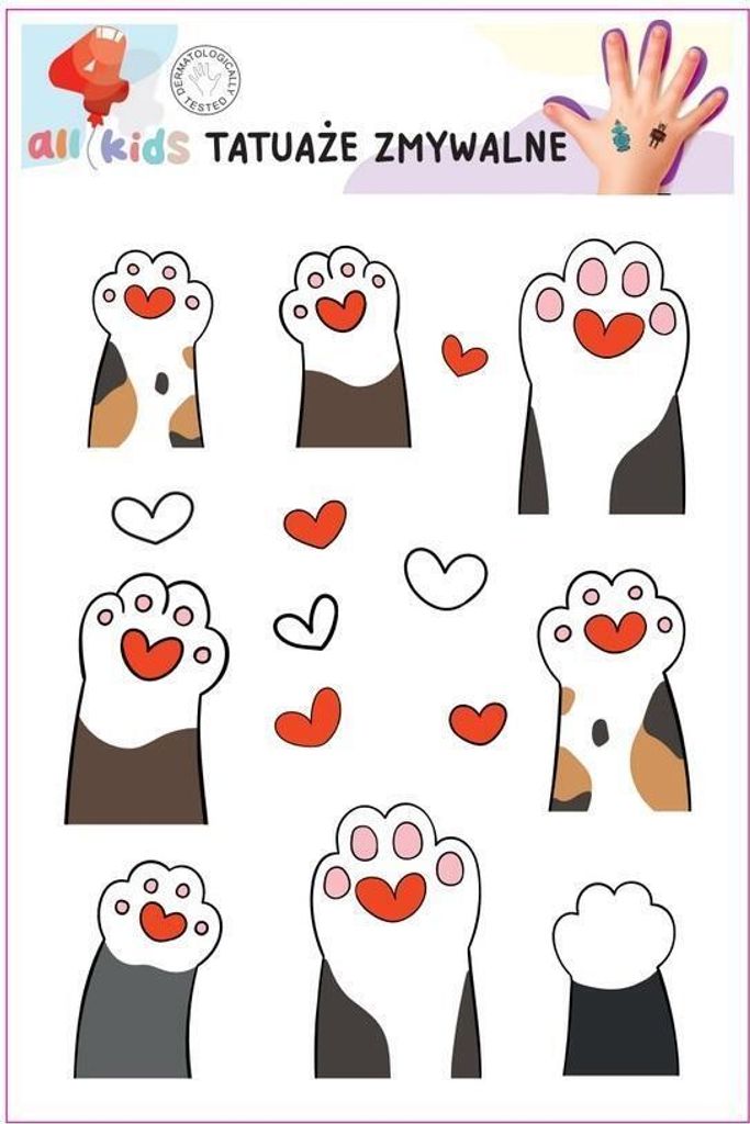 Abwaschbare Tattoos für Kinder Katzenpfoten