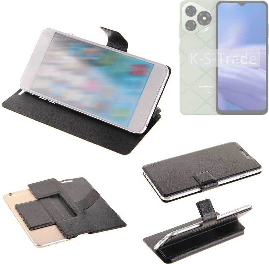 K-S-Trade Schutzhülle kompatibel mit Ulefone Note 19 Schutzhülle Flip Cover Klapphülle Wallet Case Slim Handyhülle bookstyle schwarz