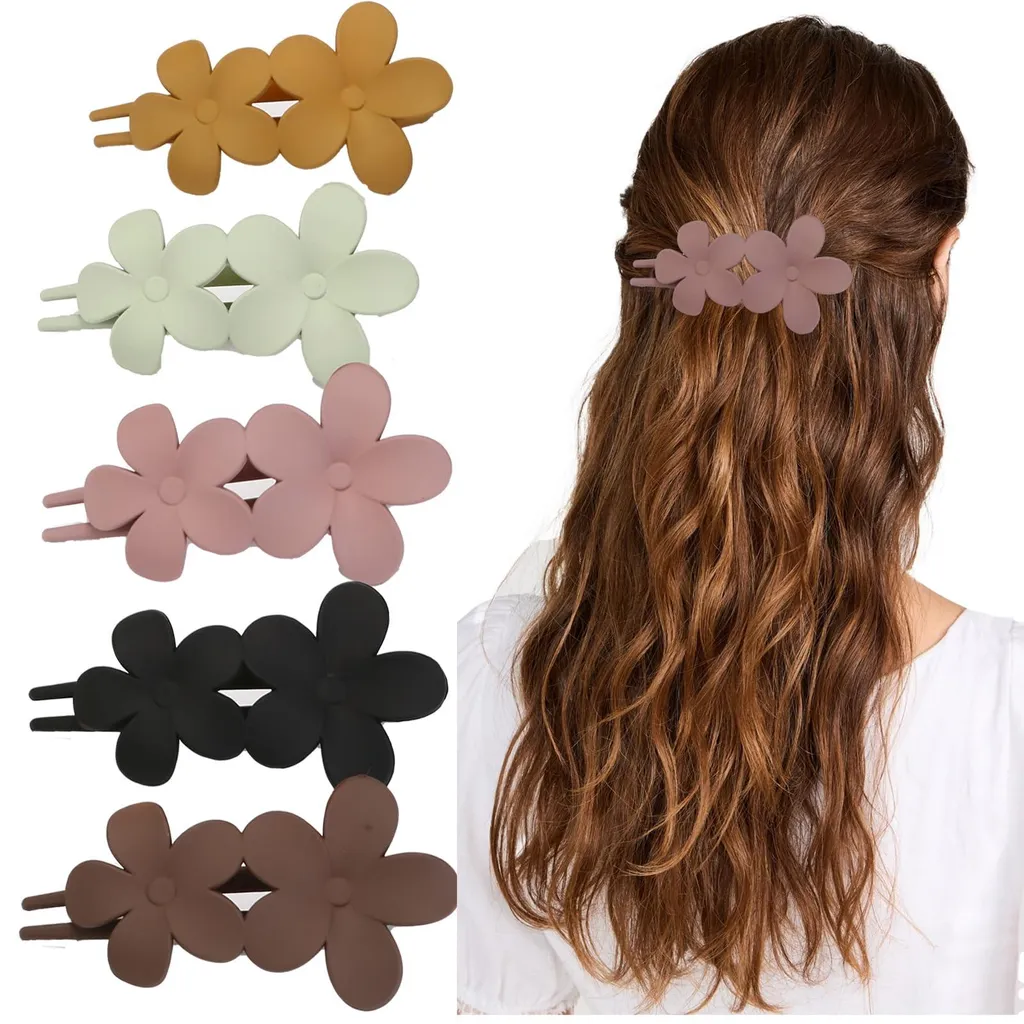 Barrettes Anti-Glisse pour Cheveux Epais - 5 Pinces Bec de Canard Plates